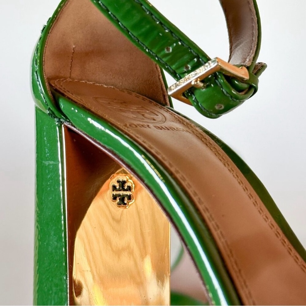 Tory Burch Green Patent Leather Cecile Block Heel - Picture 4 of 10
